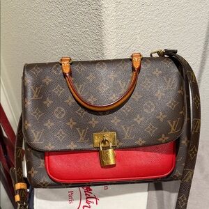Louis Vuitton Monogram Crossbody Bag in Brown and Red